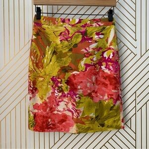 🍀 3/$30 J crew cotton floral watercolor skirt floral flowers skirt pencil 0